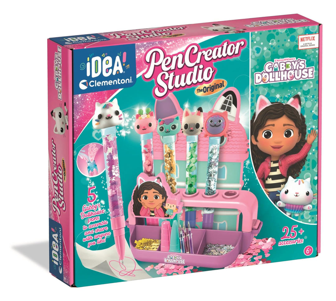 Clementoni Idea Mein Stift-Atelier Gabby’s Dollhouse - DIY Stifte-Set mit 5 Stiften & Figuren, schil