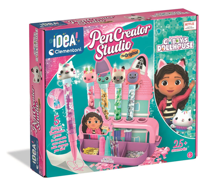 Clementoni Idea Mein Stift-Atelier Gabby’s Dollhouse - DIY Stifte-Set mit 5 Stiften & Figuren, schil