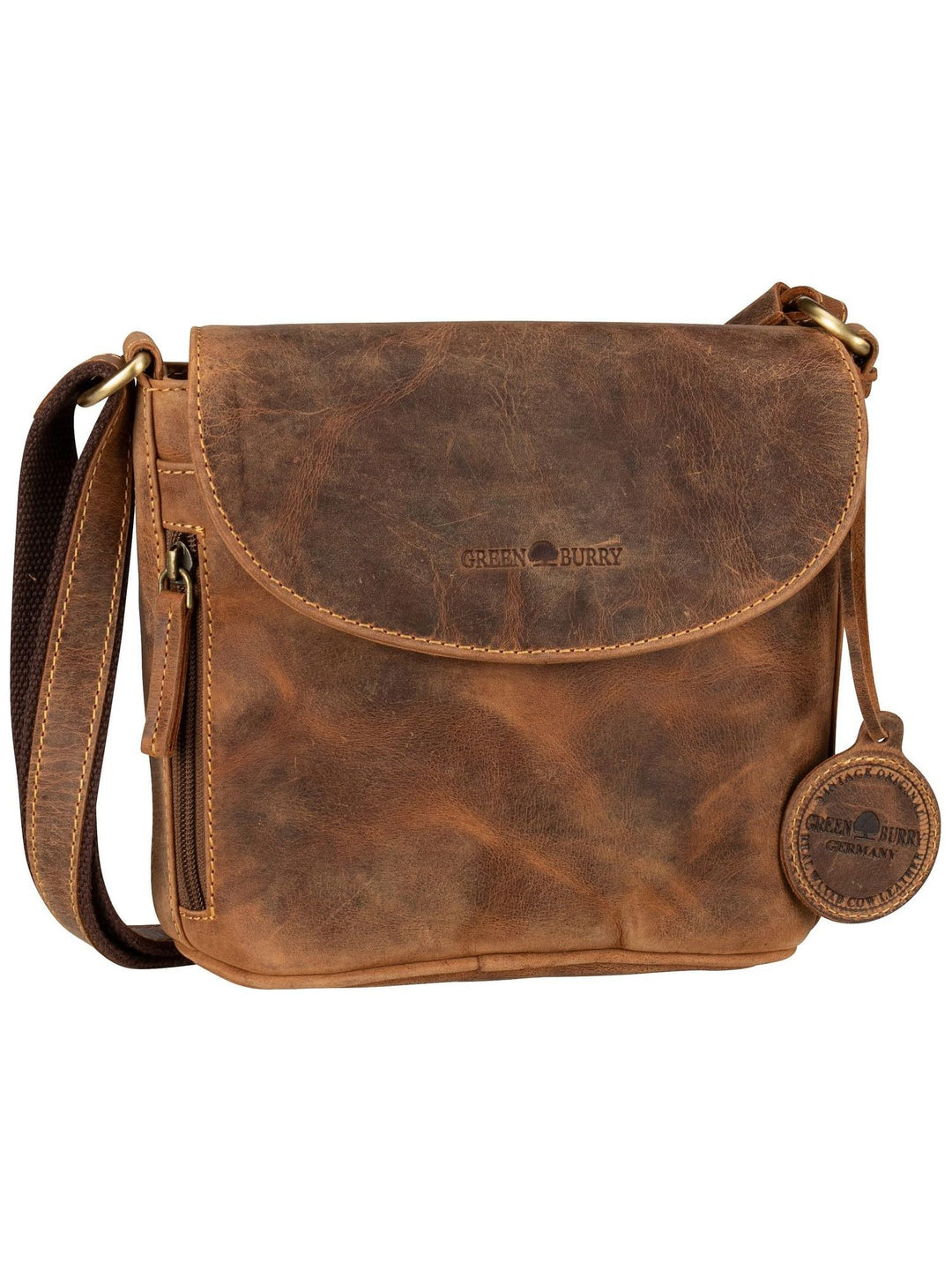 Greenburry Vintage Umhängetasche Leder 20 cm Braun, Braun