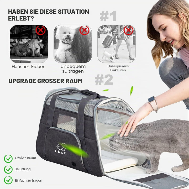 PETCUTE Hundetransportbox,Atmungsaktive Katzen Tragetasche Katze transportbox Tragetaschen mit Weich