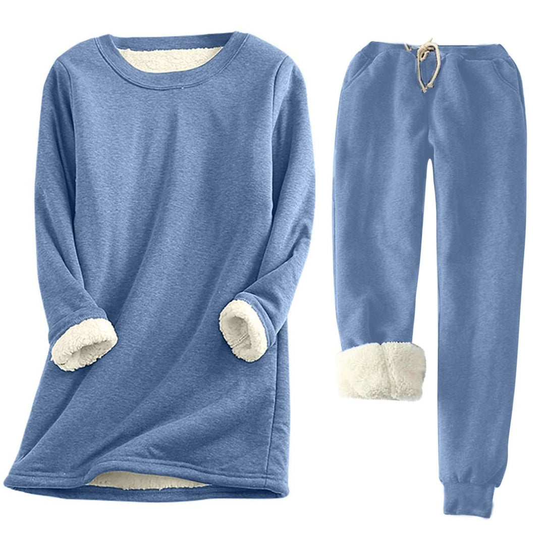 Hausanzug Warm Damen Fleece Winter Gefüttert Zweiteiler Hausanzug Damen Innenfell Teddyfleece Warmer
