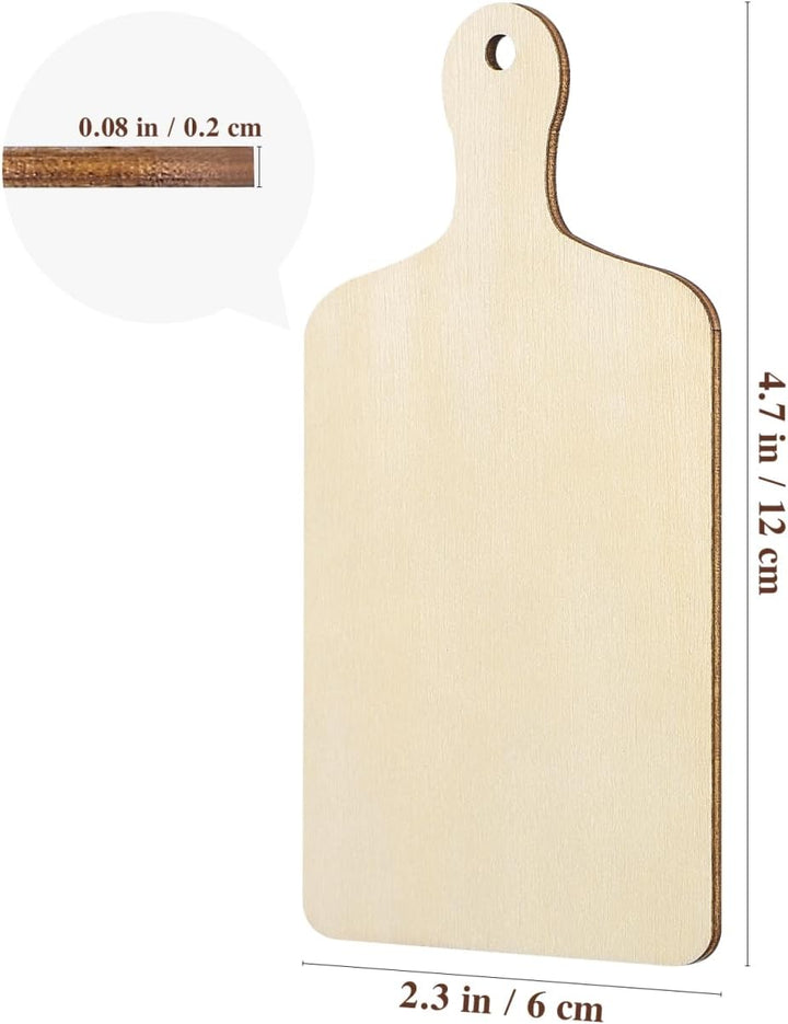 Operitacx Mini-Schneidebretter zum Basteln, unlackierte Holzbretter mit Griff, blanko Holzbretter, P
