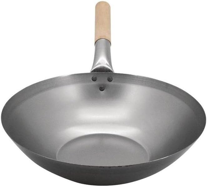 Vogue K296 Wok, Baustahl Flacher Boden, 32,4 cm Durchmesser