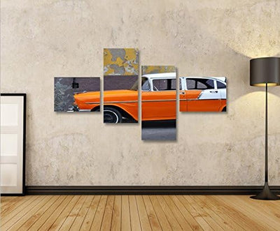 islandburner Bild Bilder auf Leinwand Auto in Cuba 4L XXL Poster Leinwandbild Wandbild Dekoartikel W