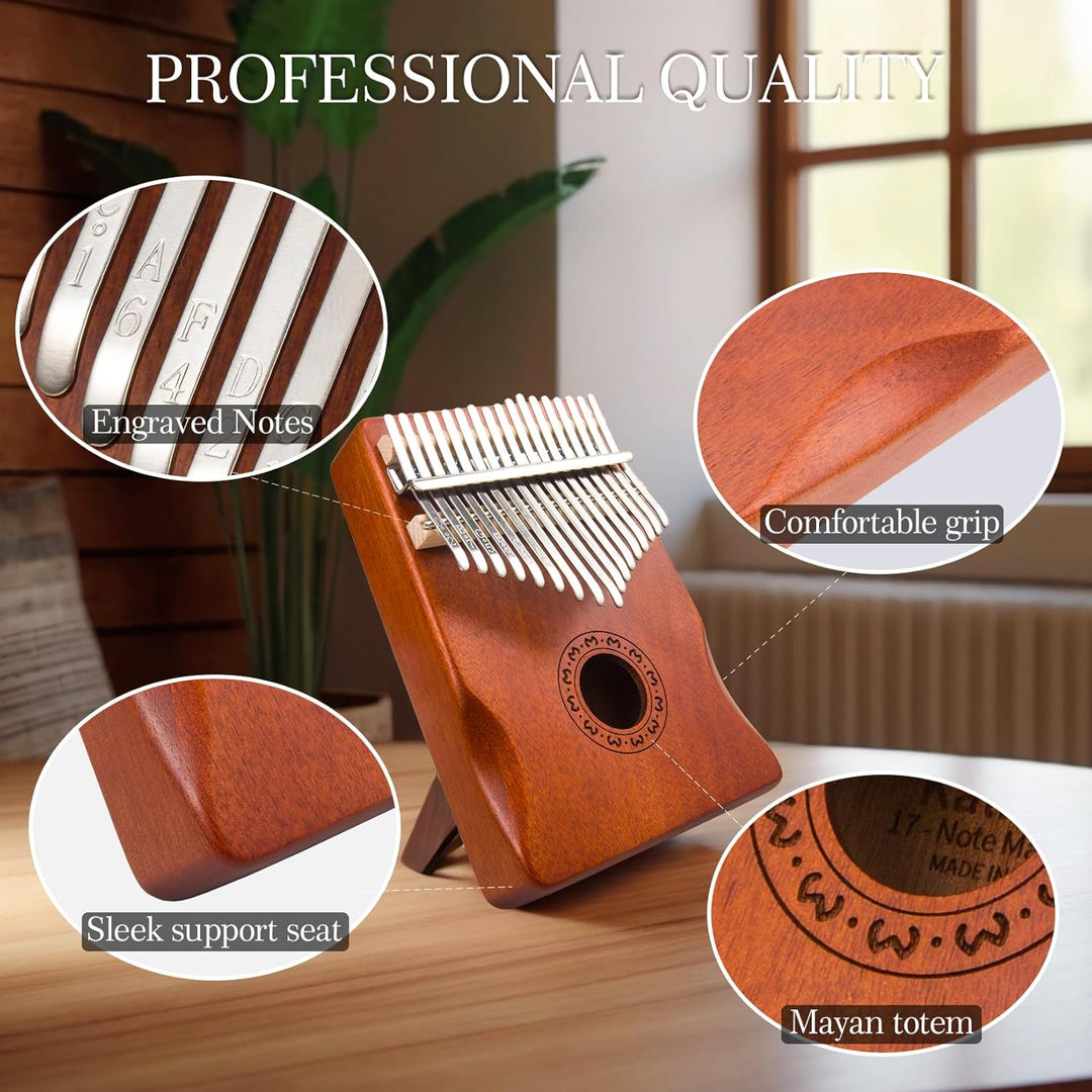 Kalimba Daumenklavier 17 Tasten, Fingerpiano Mbira Tragbare Musikinstrumente für Erwachsene Anfänger