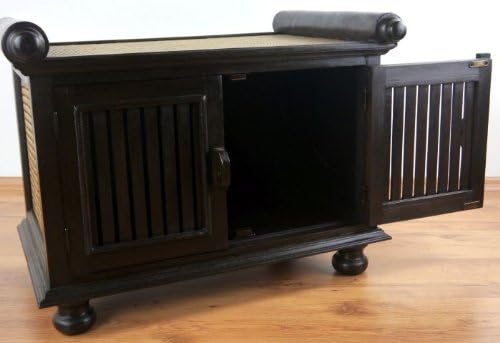 livasia Rattansideboard TV-Bank HiFi-Sideboard asiatische Phono Möbel Sitzbank (klein), klein