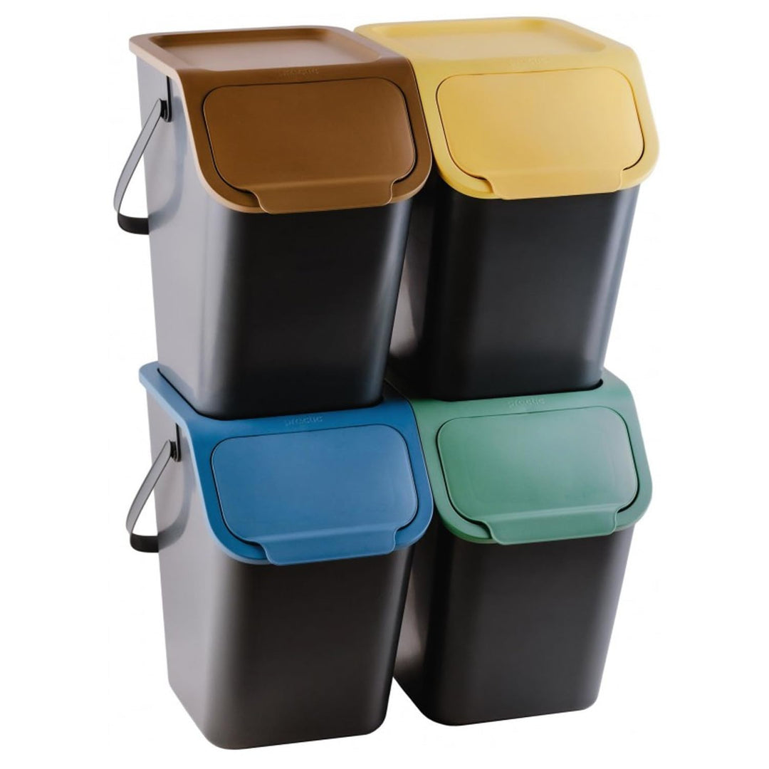 Practic Satz Sortierbehälter 4x25 l Bini Praktisches Behälterset, Polypropylen, zum Trennen, mit far