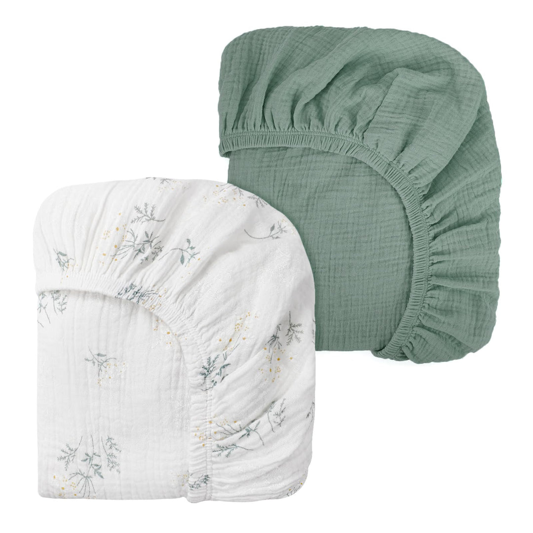 Peepeemax Musselin-Baumwolle Spannbettlaken 80x40cm, Kinderwagen Spannbettlaken Stubenwagen Matratze