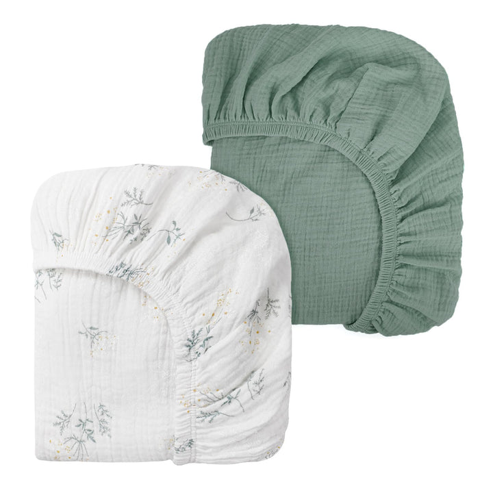 Peepeemax Musselin-Baumwolle Spannbettlaken 80x40cm, Kinderwagen Spannbettlaken Stubenwagen Matratze