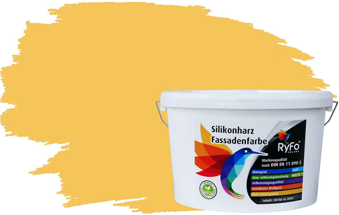 RyFo Colors Silikonharz Fassadenfarbe Lotuseffekt Trend Maisgelb 10l - bunte Fassadenfarbe, weitere