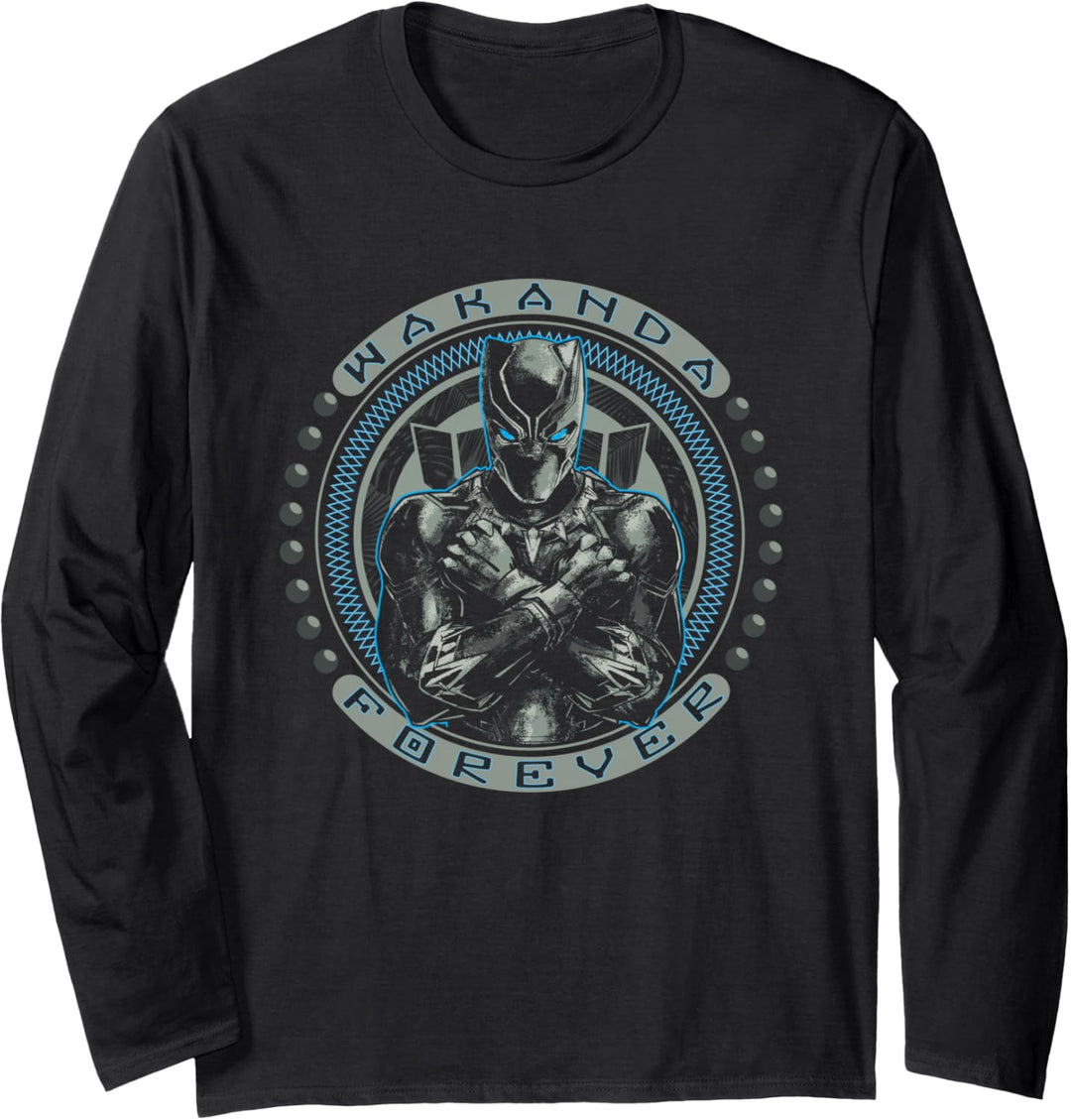 Marvel Black Panther T'Challa Wakanda Forever Black Langarmshirt