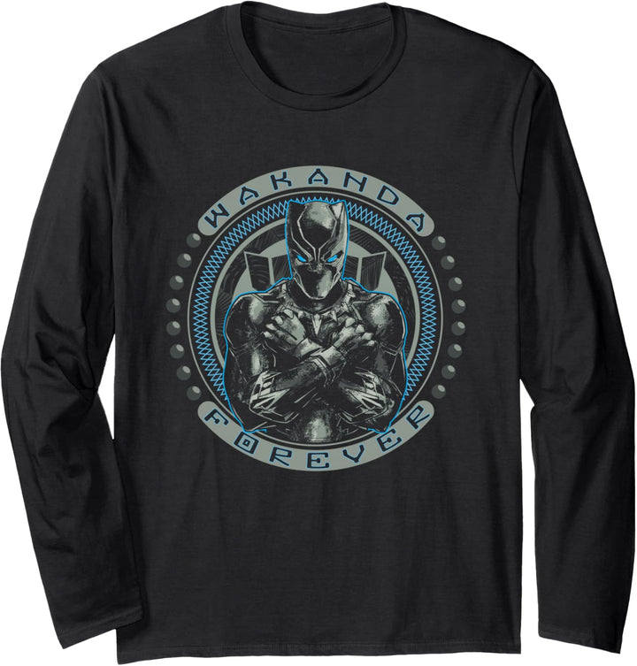 Marvel Black Panther T'Challa Wakanda Forever Black Langarmshirt