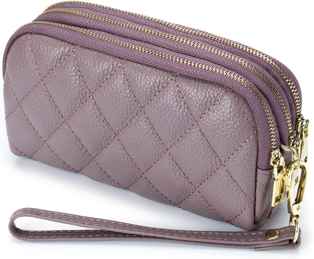 PORRASSO Leder Münzbörse Klein Geldbörse Clutch Wristlet Bag Tragbar Schlüsseltasche Multifunktional