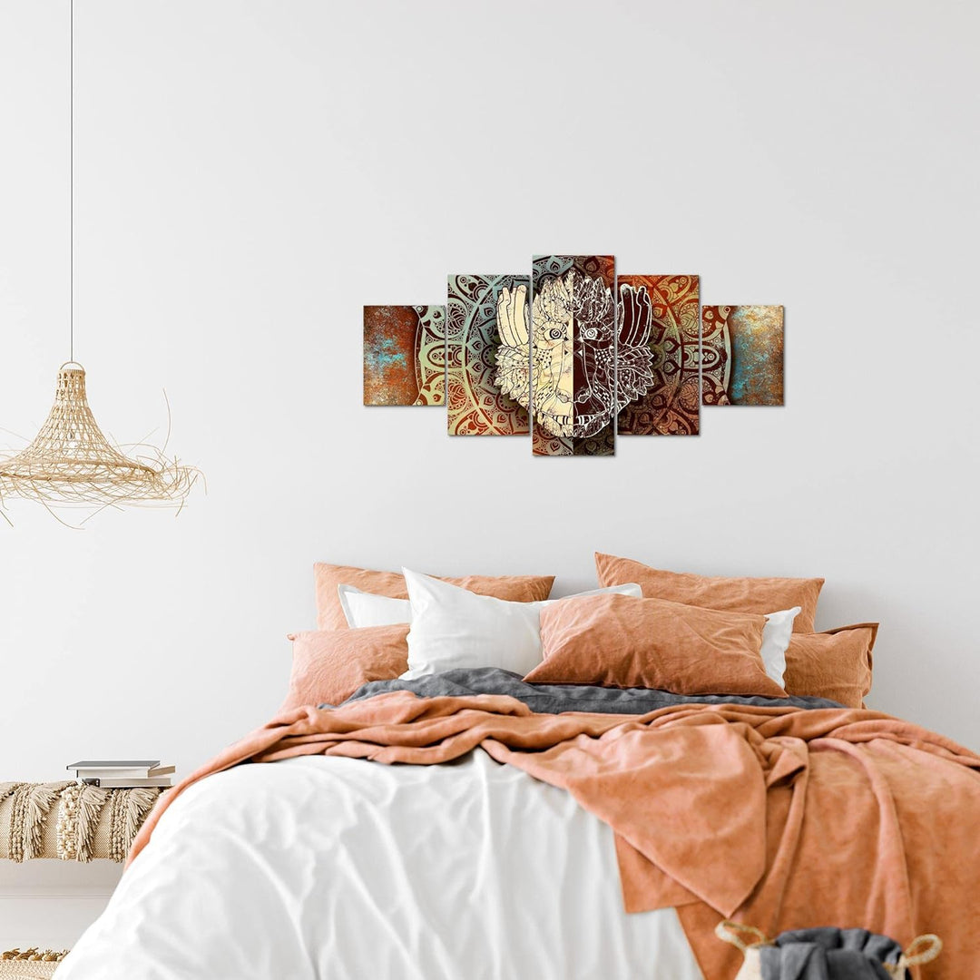 Runa Art Wandbilder Mandala Abstrakt 5 Teilig Bild auf Vlies Leinwand Deko Wohnzimmer Schlafzimmer K