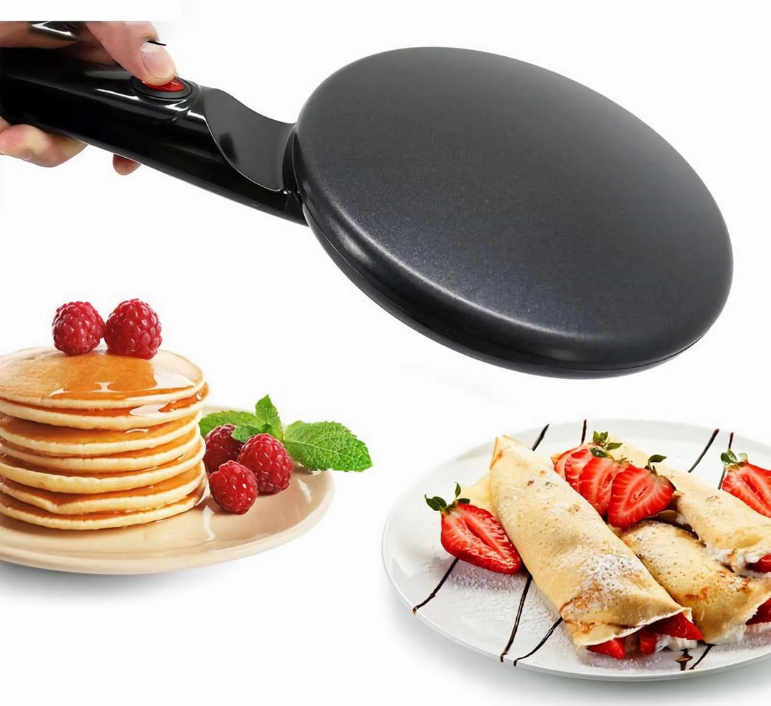 600W Elektrische Crêpe-Maker-Maschine, Runde Pfannkuchen-Grillplatte aus Kunststoff mit Griff, Multi