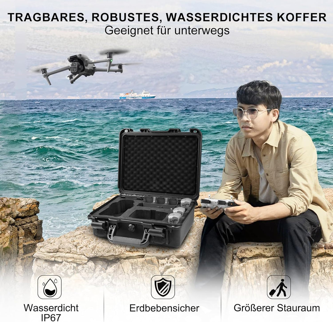 Lekufee Wasserdichte Tragetasche für DJI Air 3S/3 Fly More Combo, RC N3/N2/Pro/2 Fernbedienung und D