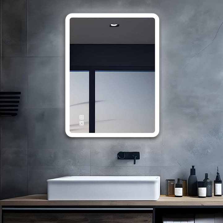 MIQU LED Badspiegel mit Beleuchtung 100x60 cm Badezimmerspiegel, Bad Gross Spiegel mit Bluetooth und