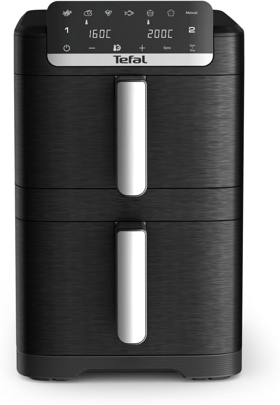 Tefal Easy Fry Crispy Stack Doppelkammer-Heissluftfritteuse, 4/6-Liter-Schubladen mit separater Temp