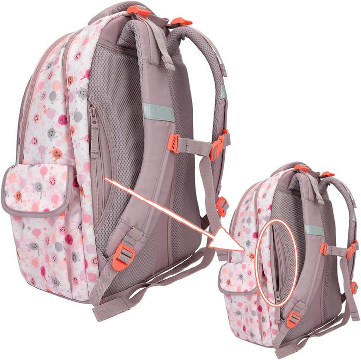 Depesche 12285 TOPModel Happy Together - Schulrucksack in Rosa mit Model-Motiv und Smiley-Muster, Ta
