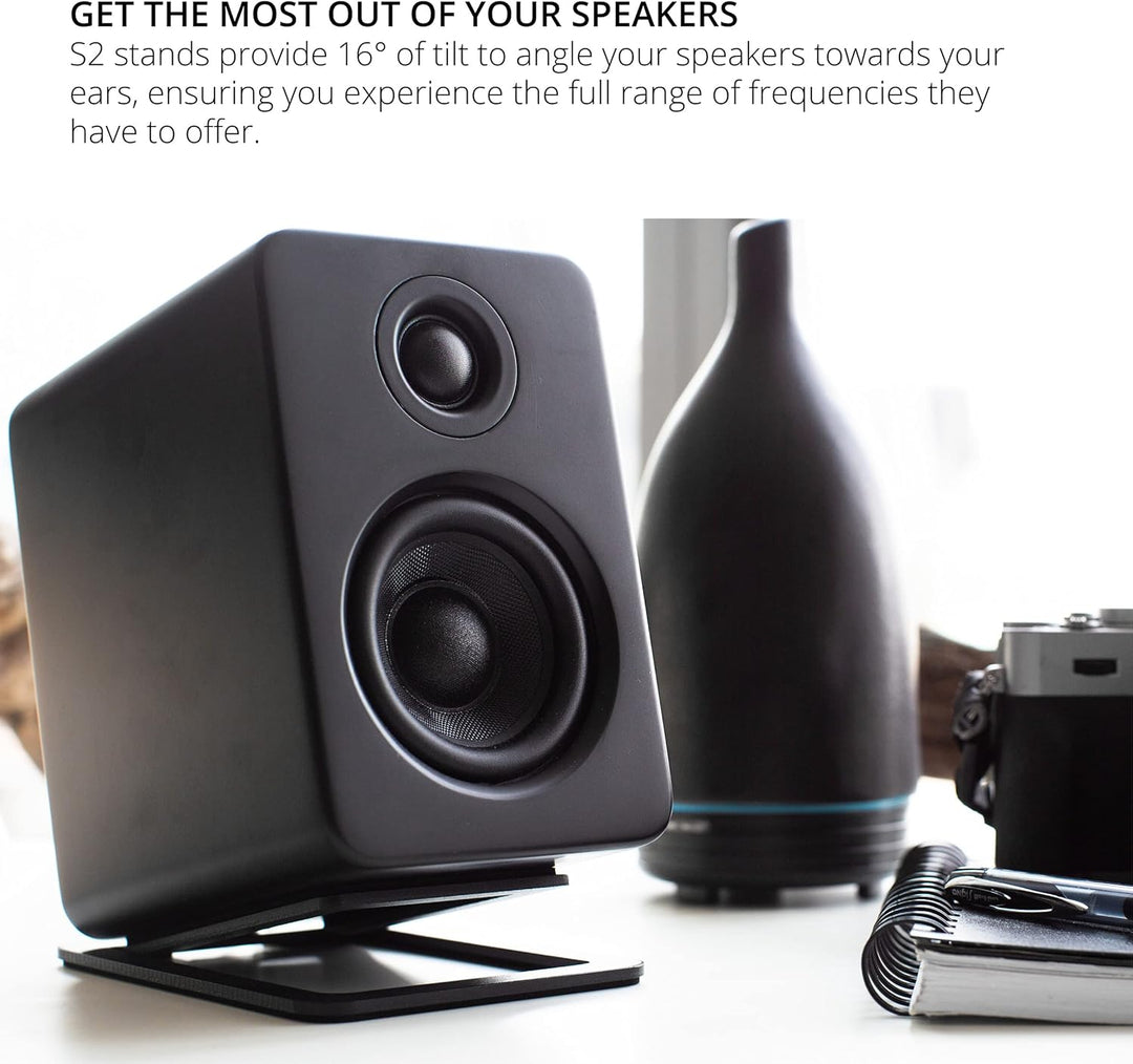 Kanto S2 Tilted Desktop Speaker Stands for Small Speakers & Compact 2”-3” Studio Monitors | Supports