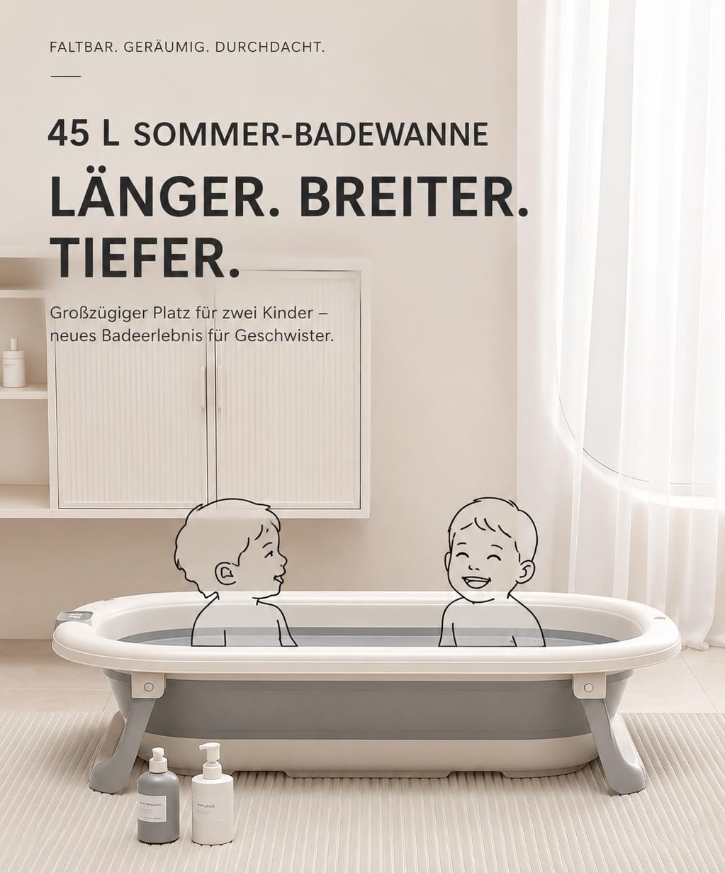 Faltbare Babybadewanne aus TPE+PP, weiche tragbare Wanne mit Badnetz &amp; Kissen, rutschfestes Design,