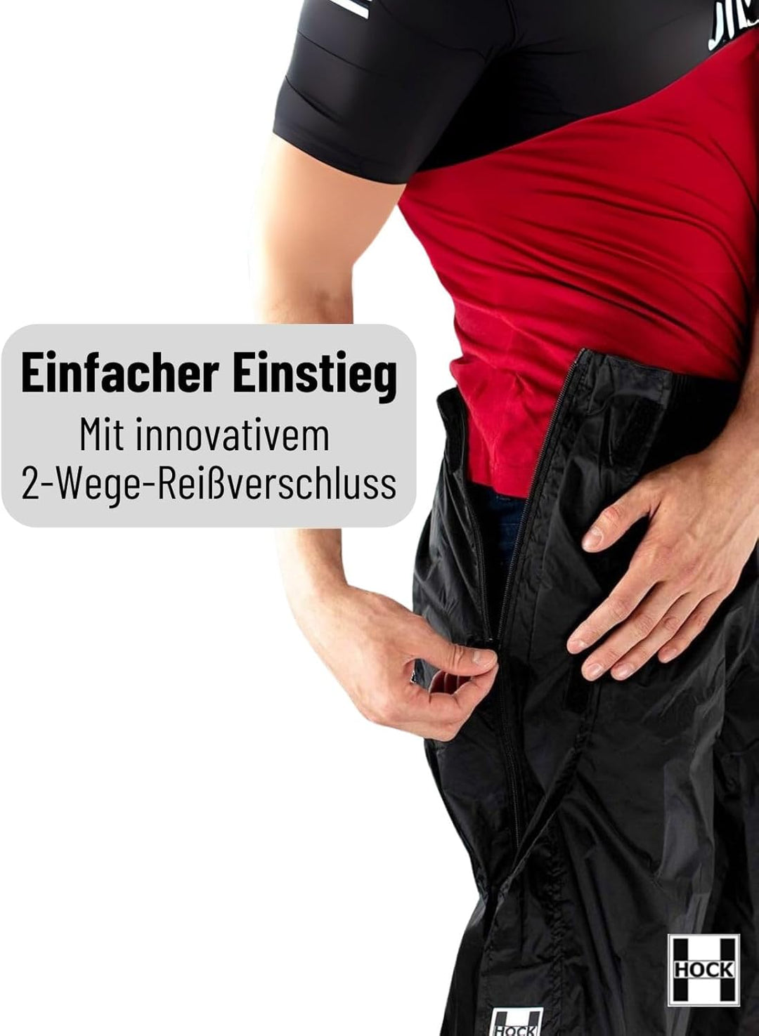 HOCK Regenhose Unisex für den bequemen Einstieg - Mit 2-Wege-Reissverschluss und Atmungsaktiv - Extr