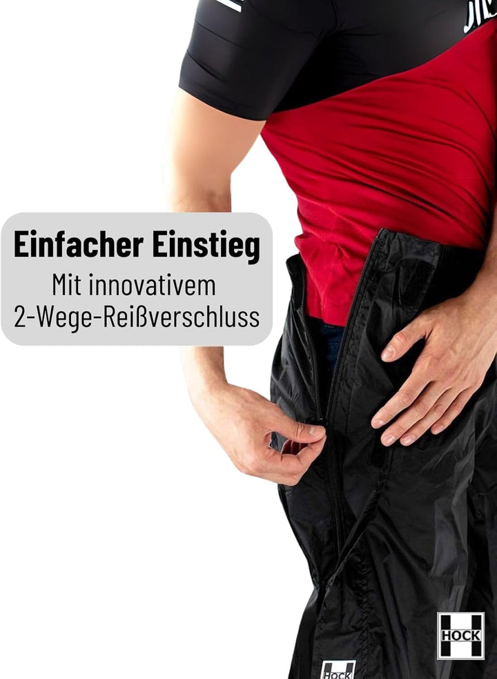 HOCK Regenhose Unisex für den bequemen Einstieg - Mit 2-Wege-Reissverschluss und Atmungsaktiv - Extr