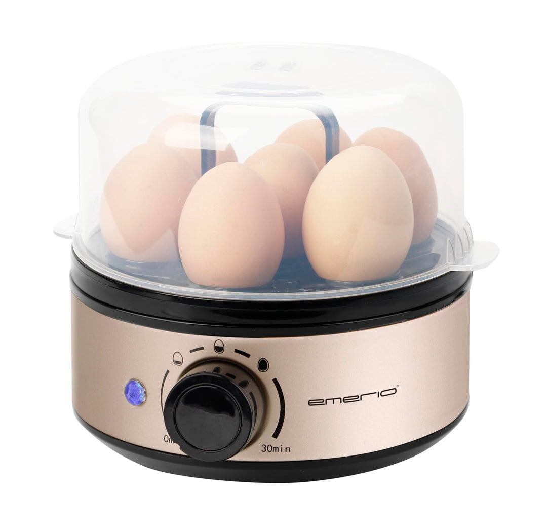 EMERIO elektrischer Eierkocher für 1-7 Eier | Satin Edition | manuelle Härtegradeinstellung/Timer |