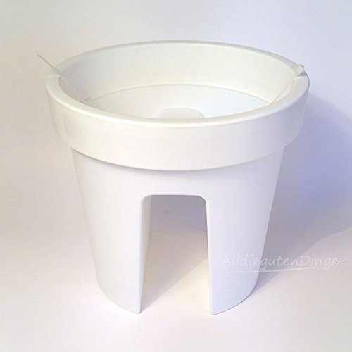 LISSEK 3 Stück Balkon Blumentopf Blumenkübel Weiss/Schwarz Anthrazit inklusive Kabelbinder für die H