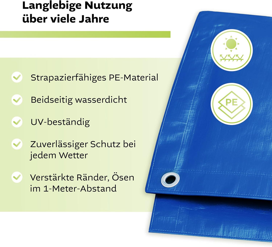 Blaue Abdeckplane 60g/m², 20x20m Gewebeplane Schutzplane Plane zum universellen Gebrauch