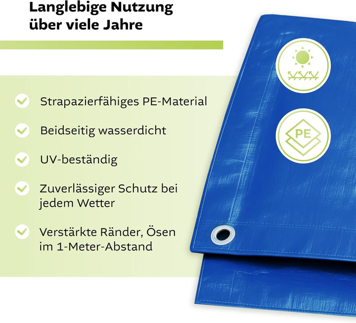 Blaue Abdeckplane 60g/m², 20x20m Gewebeplane Schutzplane Plane zum universellen Gebrauch