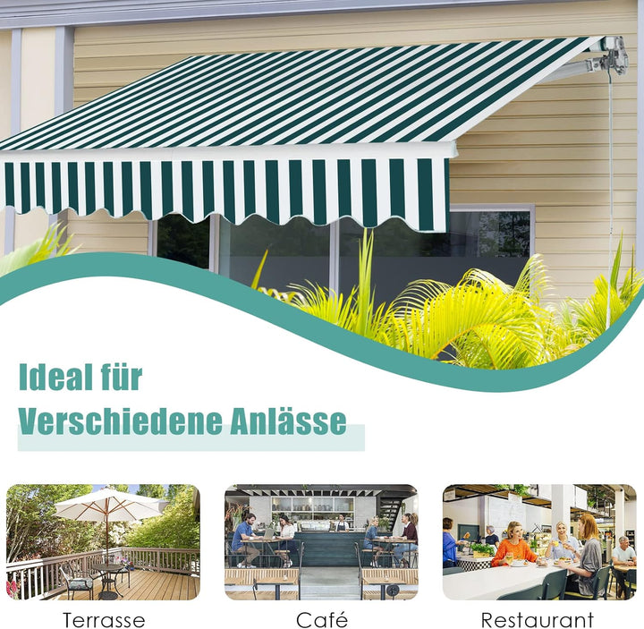 RELAX4LIFE Einziehbare Markise 2,5 x 2m, Gelenkarmmarkise mit Handkurbel, Sonnenmarkise Winkel- & Br