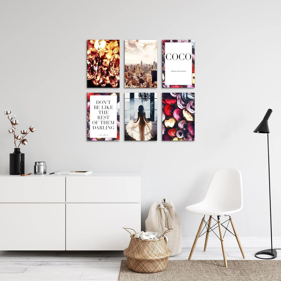 Novart Wandbilder Set - KOMPLETT AUFHÄNGFERTIG - Made in Germany - Moderne Bilder Fashion Wohnzimmer