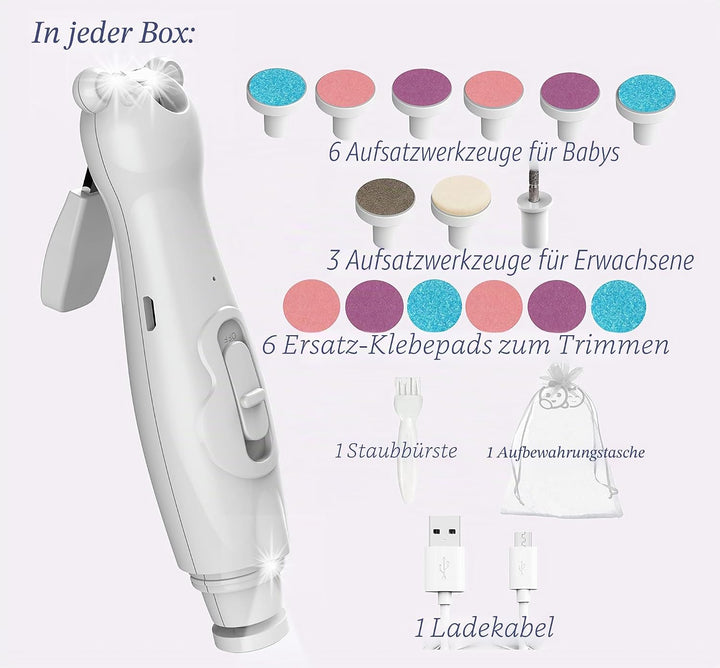 Wiederaufladbarer Baby-Nagelknipser 20 in 1, sicherer elektrischer Nagelschneider, Baby-Nagelset, zu