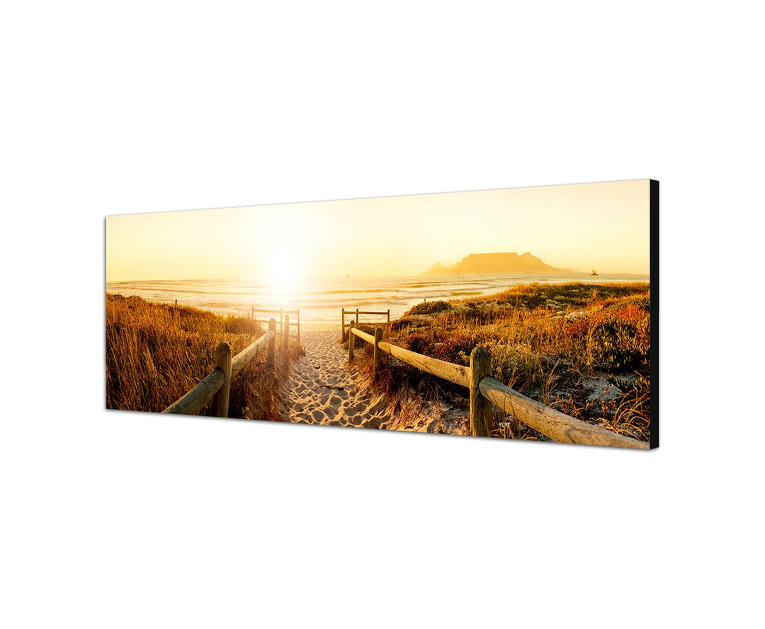 Augenblicke Wandbilder Leinwandbild als Panorama in 150x50cm Dünen Strand Sonnenuntergang Meerblick