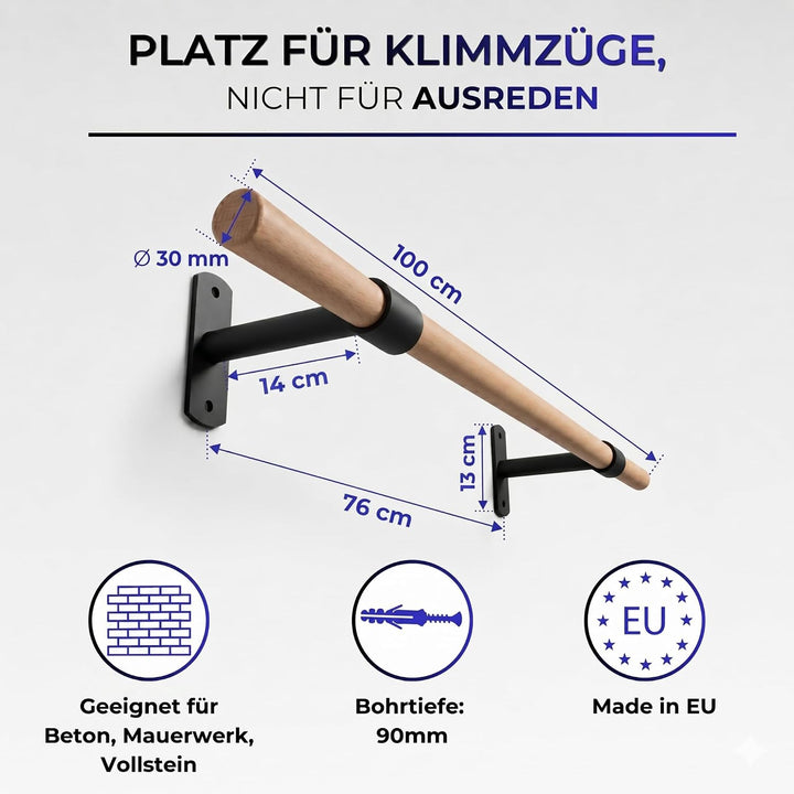 Klimmzugstange, Pull Up Bar über Türrahmen &amp; Balken - robustes Material pulverbeschichtet - Belastba