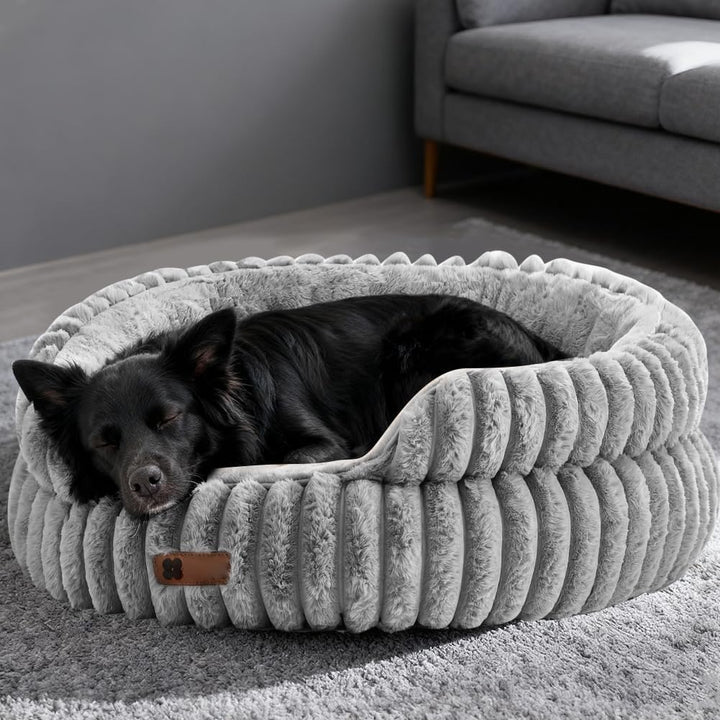 FARYODI Katzenbetten Weiches für Katzen L, Stilvolle Runde Hundebett für Kleine und Mittelgrosse Hun