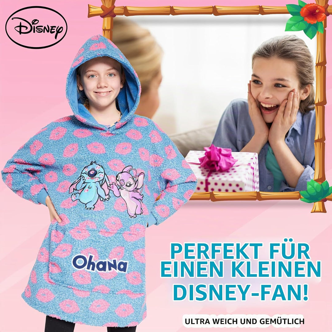 Disney Hoodie Decke Mädchen, Kuscheldecke mit Ärmeln, Fleece Kapuzenpullover, Hoodie Mädchen Geschen