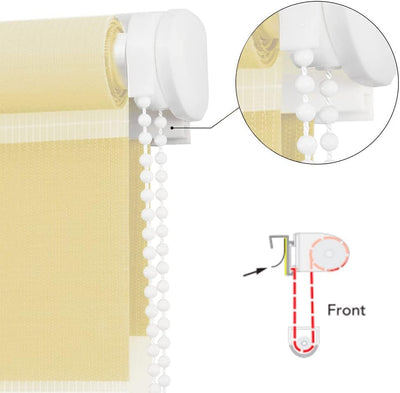 Eurohome Doppelrollo Klemmfix ohne Bohren, Duo Rollo,120cm x 130cm (Stoffbreite 116 cm) Beige Transp