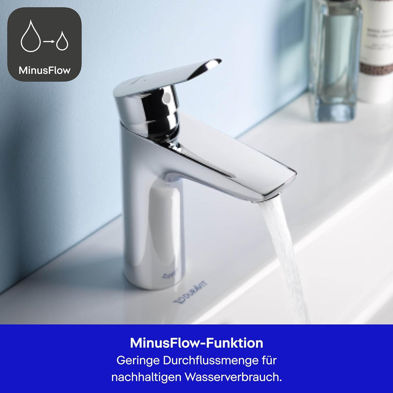 Duravit No.1 Waschtischarmatur, Grösse M (Auslauf Höhe 117 mm), Wasserhahn Bad mit Zugstangen-Ablauf