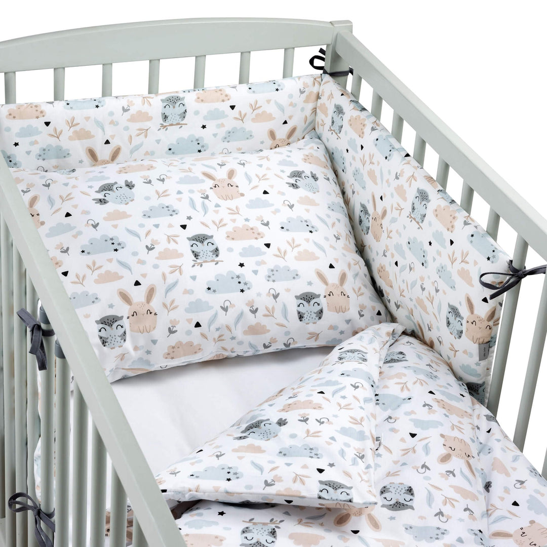 Pepi - Babybettwäsche Set 4 teilig - Kinderbettwäsche - Bettdecken & Kissenbezug - Bettschutzgitter