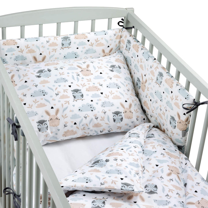 Pepi - Babybettwäsche Set 4 teilig - Kinderbettwäsche - Bettdecken & Kissenbezug - Bettschutzgitter