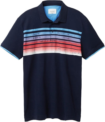 TOM TAILOR Herren Poloshirt mit Streifen-Print, 10668 - Sky Captain Blue