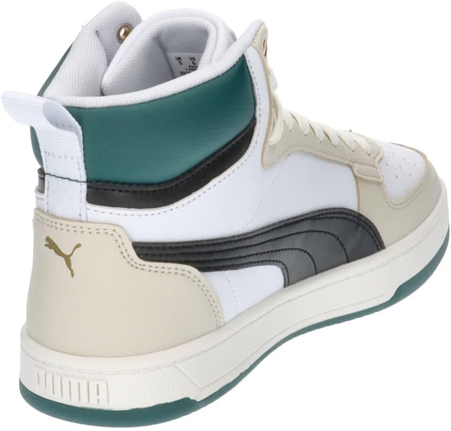PUMA Unisex Kinder Caven 2.0 Mid Jr Sneaker 37.5 EU Puma White Puma Black Alpine Snow Malachite Gold