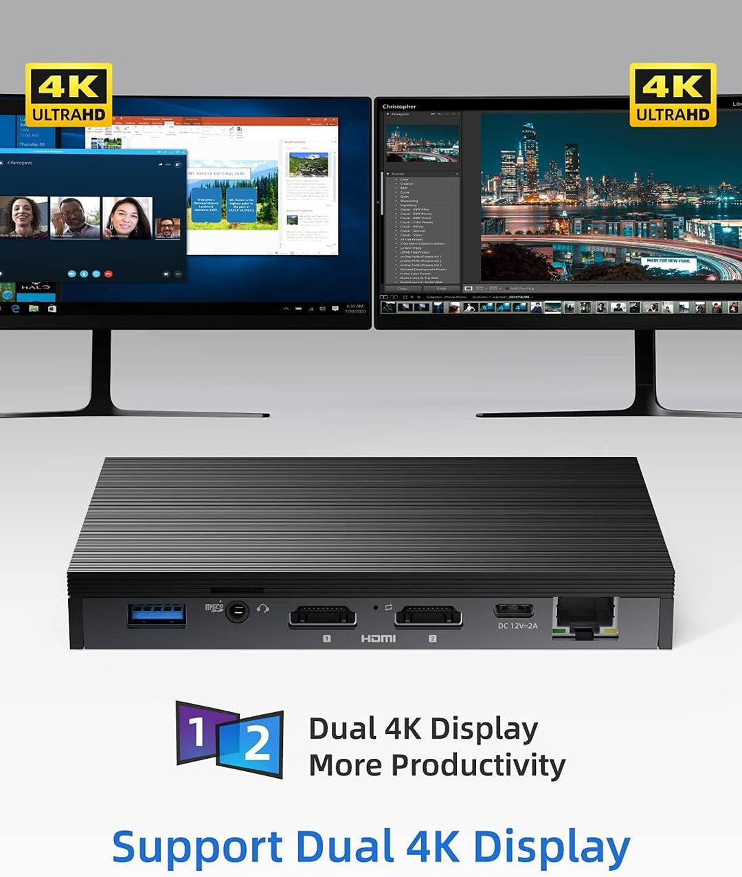 MeLE Quieter2Q Lüfterlos Mini PC Windows 11 Pro Celeron J4125 4GB 64GB Mini PC Quad Core Mini Deskto
