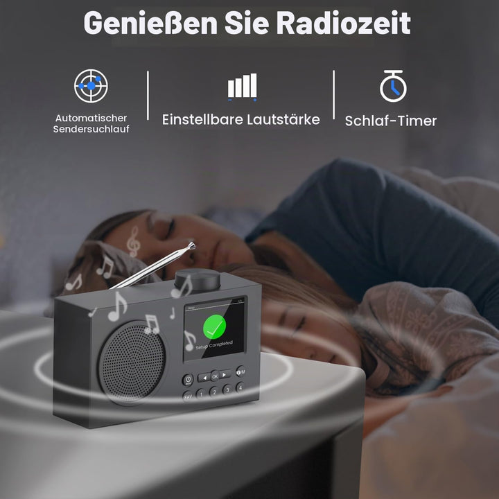 DAB Radio mit Bluetooth, DAB Plus Radio mit 3" Grosses TFT Display, Rechargeable Dab+ Radio Klein, K