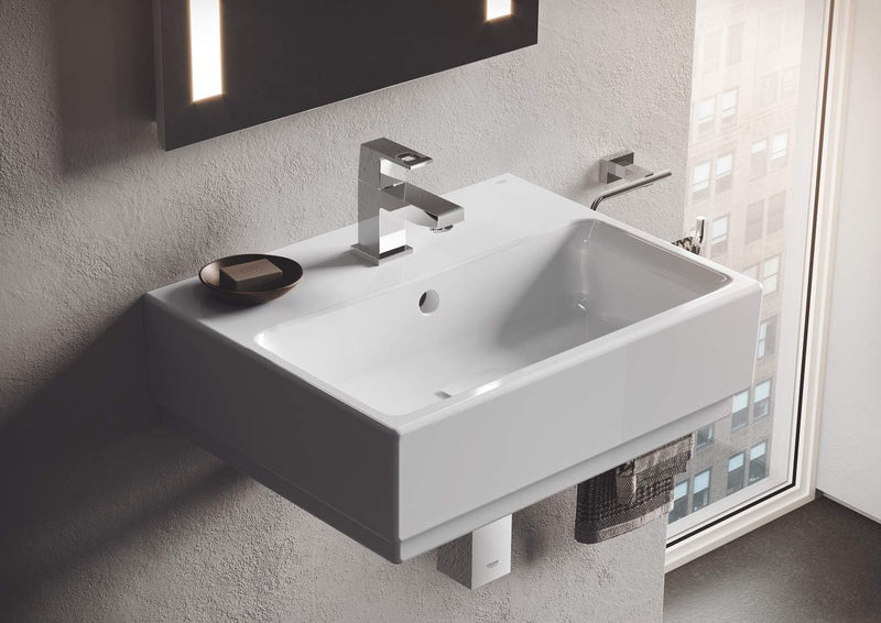 GROHE Eurocube | Badarmatur - Waschtischarmatur | EcoJoy WASSERSPARFUNKTION, glatter Körper | chrom