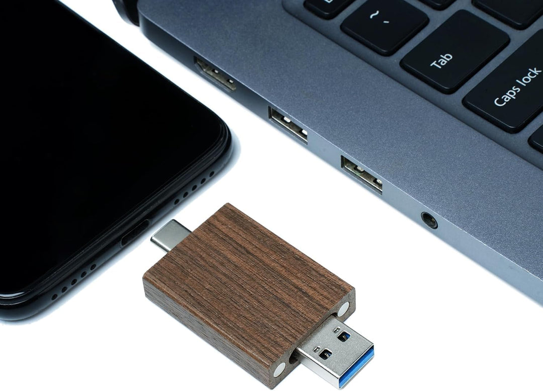 Walnut Wood Box USB C Flash Drive 16GB 1 Stück, OTG USB C Pen Drive, USB 3.0 und USB C Flash Drive,