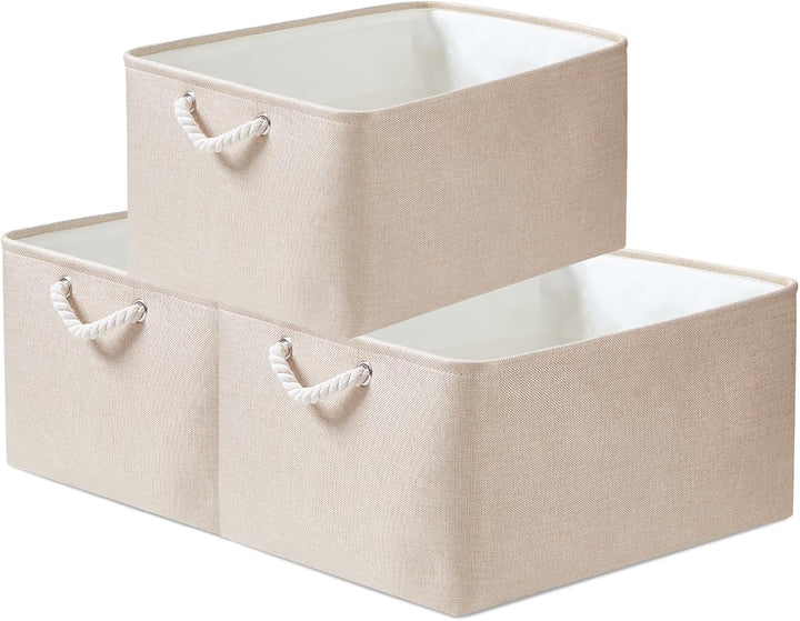 Mangata Stoff Aufbewahrungsboxen, Faltbare Aufbewahrungsbox mit Seilgriffen für Regale, Schrank, Kle