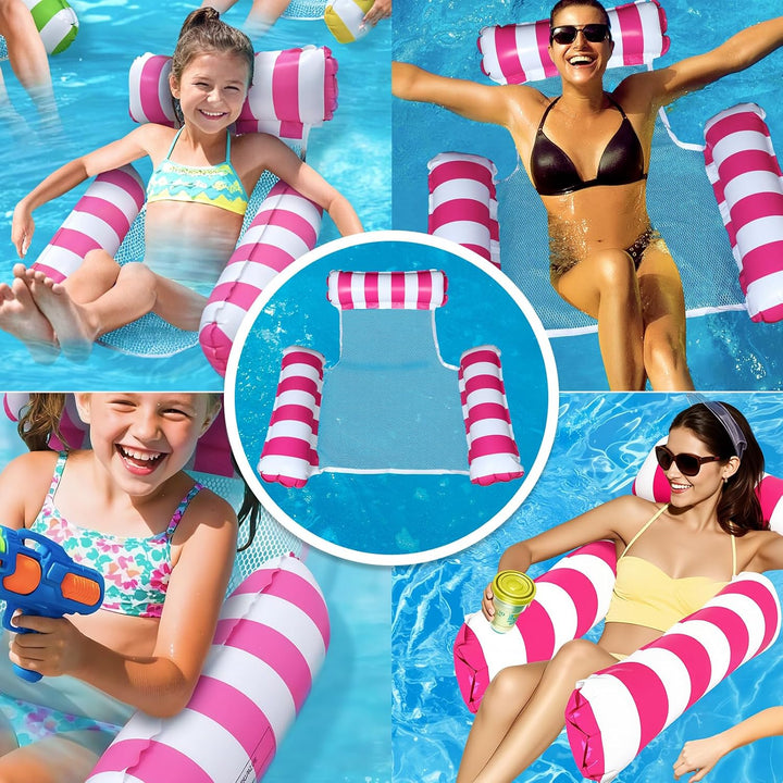 Wasserhängematte - Schwimmsessel - Wasserhängematte mit Netz - 3-in-1 Luftmatratze Pool - Schwimmmat
